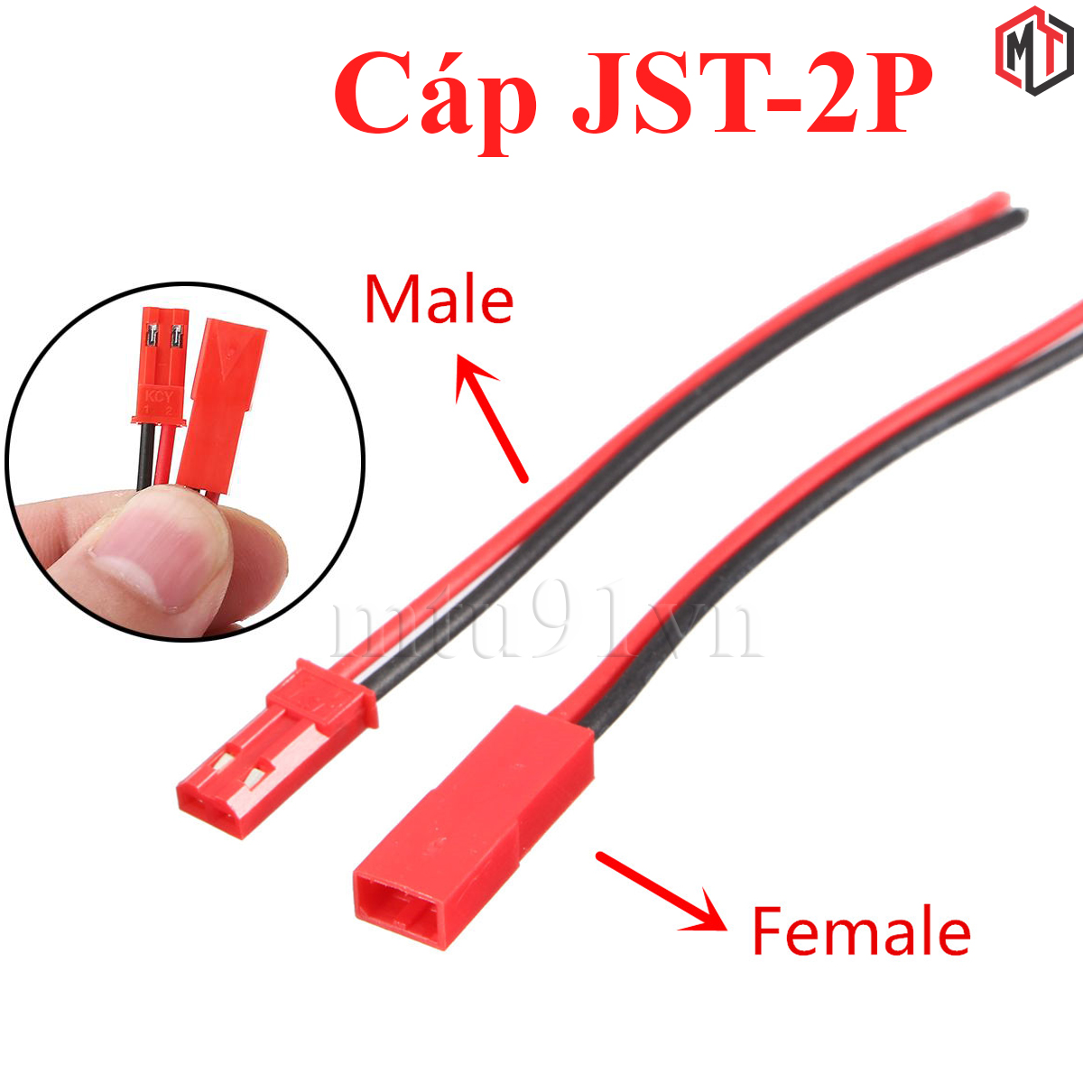 Bộ 10 dây nối jst-2p chiều dài mỗi dây 20cm
