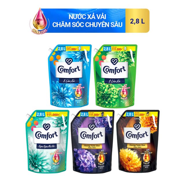 Nước xả làm mềm vải Comfort hương nước hoa túi 2.8L