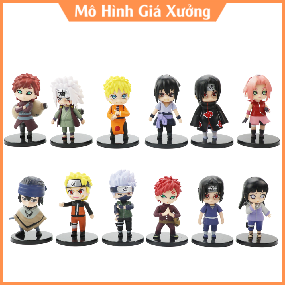 Mô hình Naruto chibi bán lẻ 12 nhân vật Naruto Sasuke Sakura Gaara Itachi Kakashi Hinata Jiraira ...