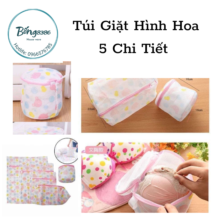 Sét túi giặt đồ 5 chi tiết sét túi giặt đồ 5 chi tiết hình hoa sét túi giặt đồ 5 chi tiết bảo vệ quần áo tránh bị móc xù