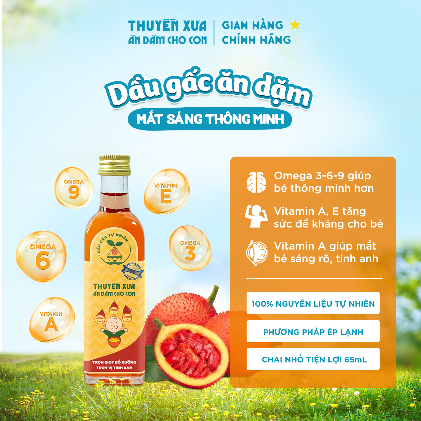 Dầu Gấc Thuyền Xưa Ăn Dặm Cho Trẻ Em (65ml)