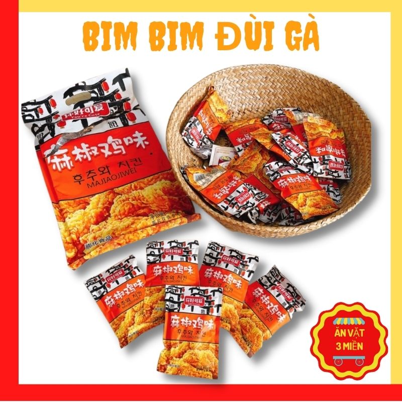 Bim Bim Đùi Gà Tứ Xuyên, Bim Bim Majiaowei chính hãng, Snack Gà thơm ngon bịch 500gr, gồm 20 gói nhỏ