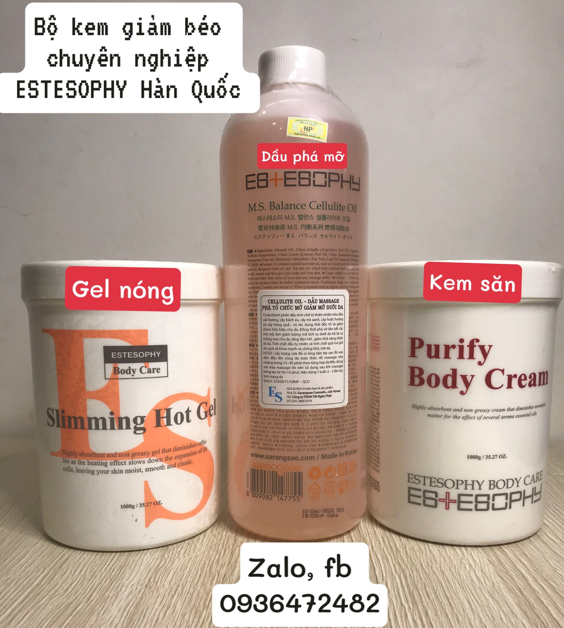 Bộ kem giảm béo chuyên nghiệp estesophy hàn quốc