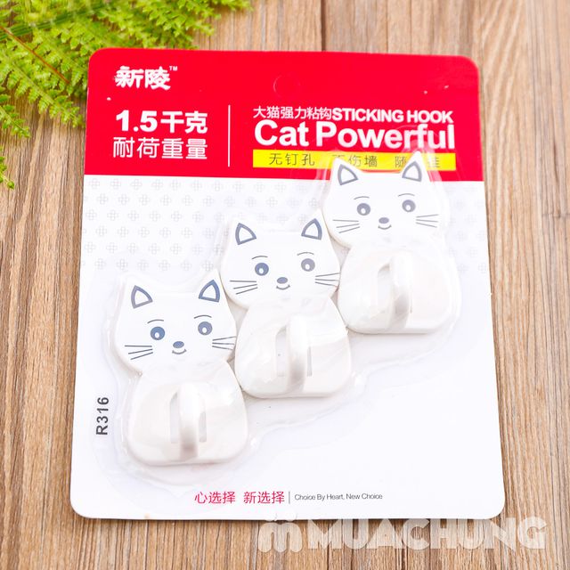 Móc Dính Tường Hình Mèo (Vỉ 3 Miếng)