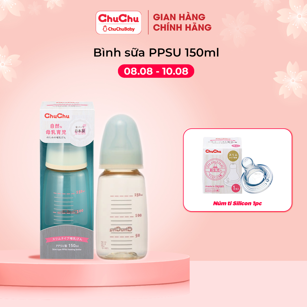 Bình sữa PPSU 240ML ngừa sặc sữa , chống đầy hơi Chuchu Baby chính hãng