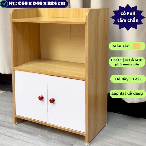 Tủ Đầu Giường, Để Đồ 3 Tầng Cao 60cm Có Cánh – Tủ Gỗ Mini Để Phòng Ngủ, Phòng Trọ