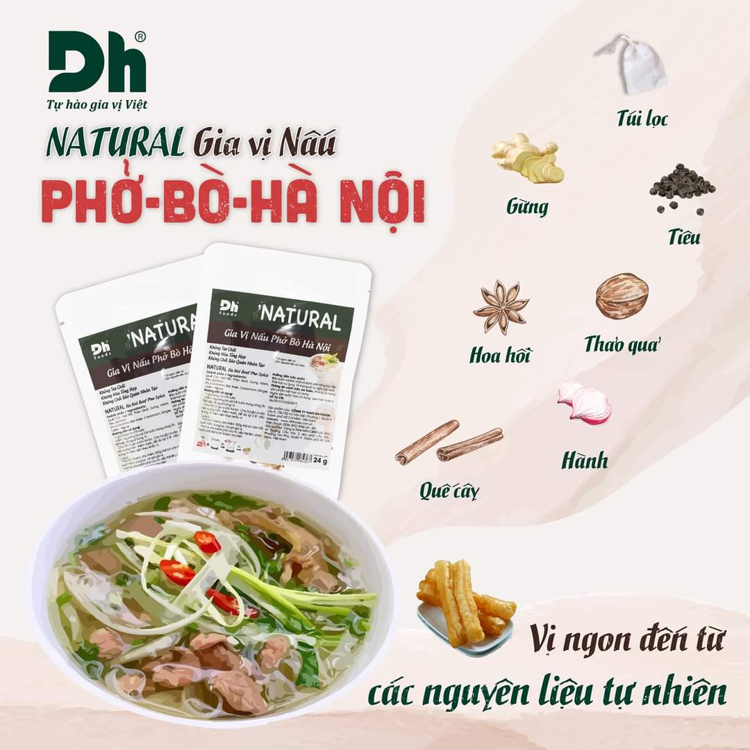 Natural Gia vị nấu phở bò Hà Nội gói 24 gr
