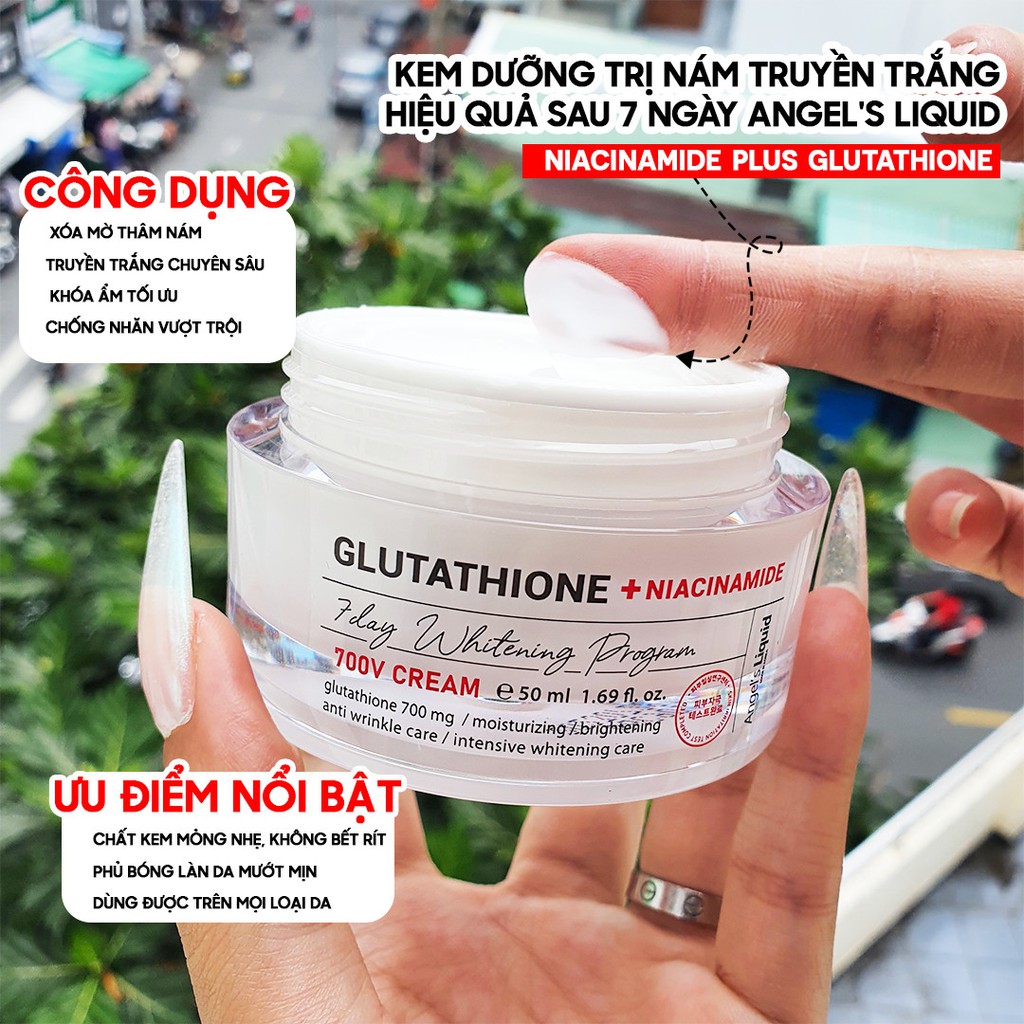  KEM DƯỠNG GIẢM NÁM DƯỠNG TRẮNG DA LIQUID GLUTATHIONE PLUS NIACINAMIDE 700 V CREAM 50ML 