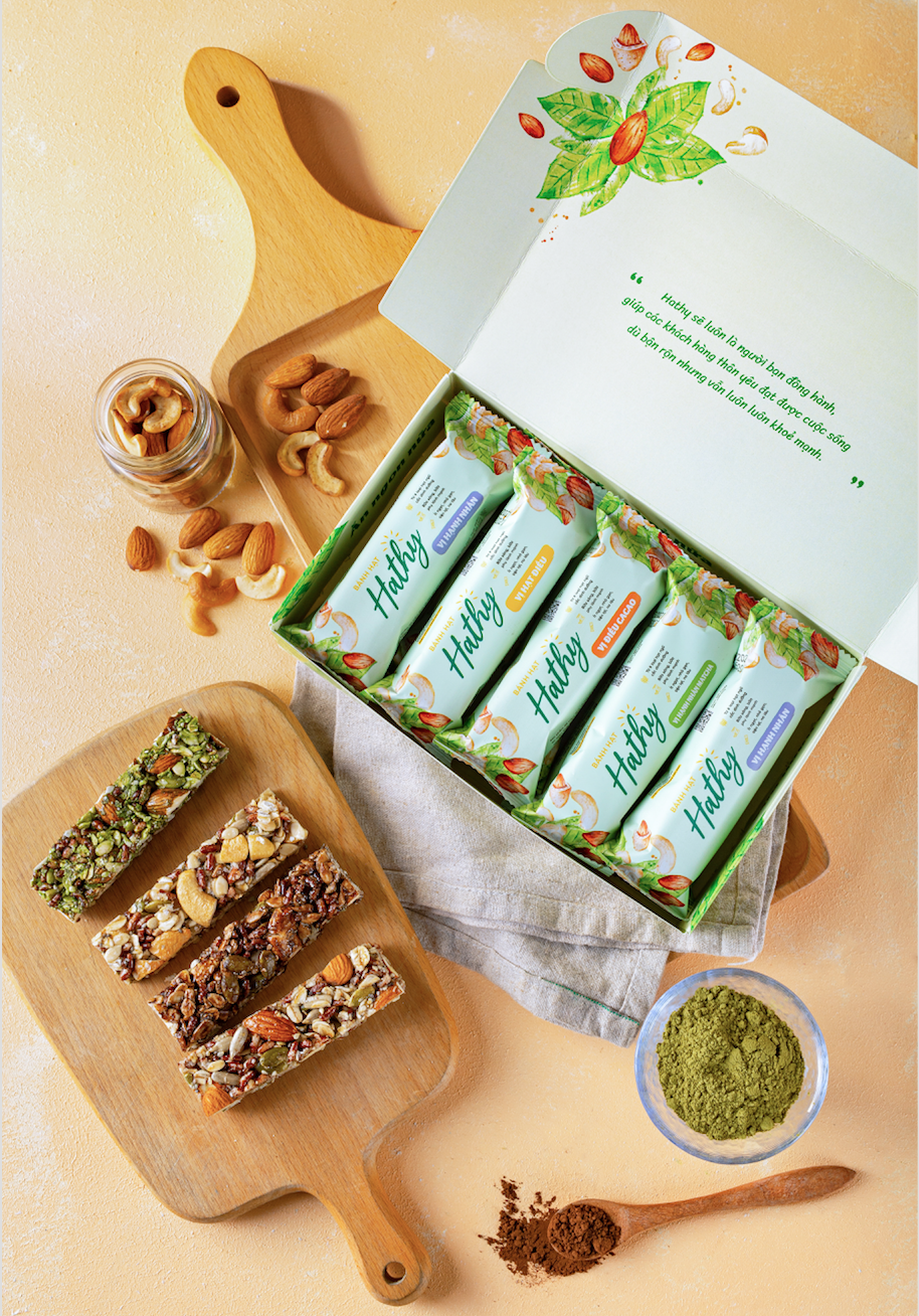 Bánh hạt Hathy - 1kg + Tặng 4 thêm 4 bánh - 8 loại hạt ngũ cốc, 4 hương vị, giữ gìn vóc dáng, cân nặng, healthy, eat clean, thanh granola