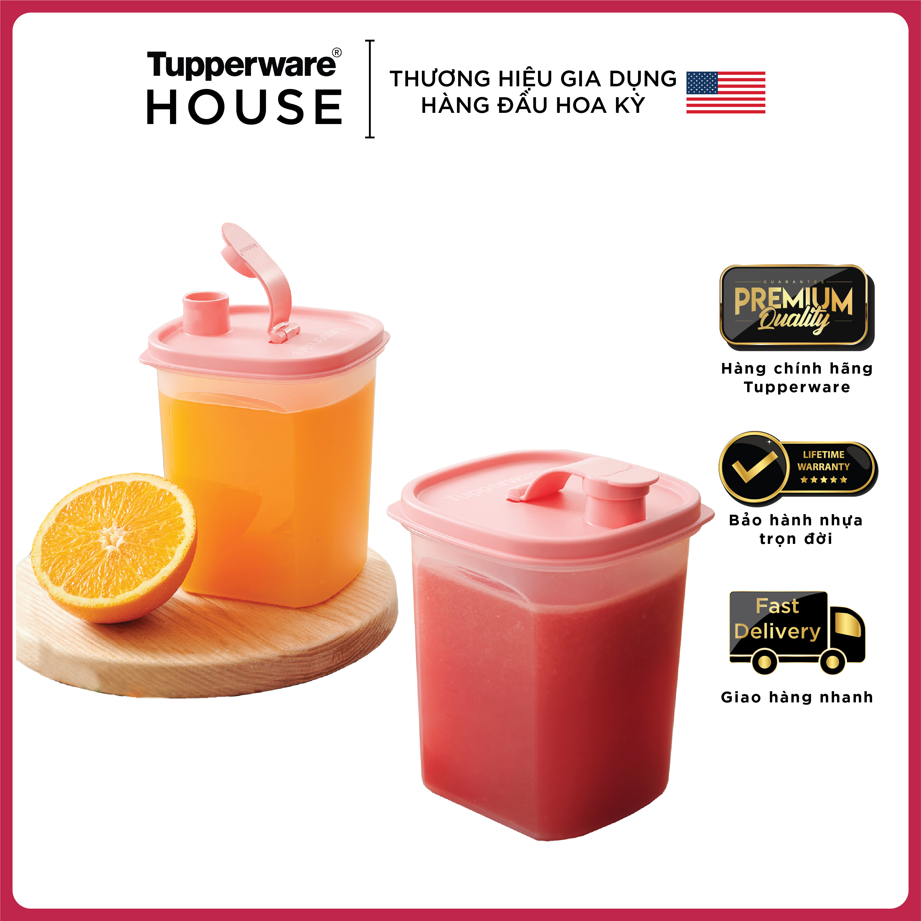 Bộ đôi bình nước Tupperware Slim Line Pitcher
