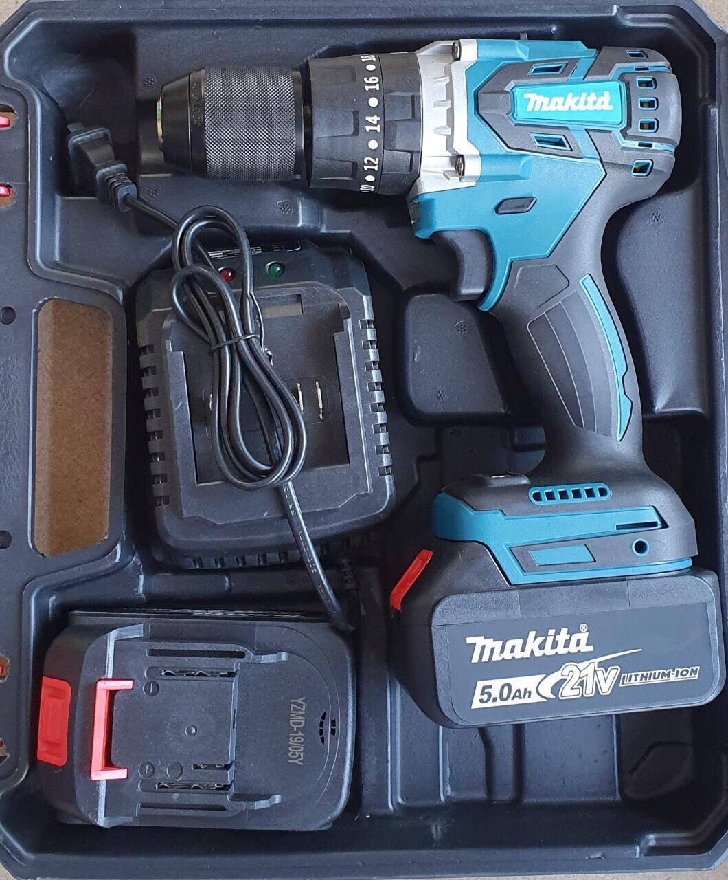 Máy Khoan Pin Makita 21v không chổi than - Đủ 3 chức năng, pin chuẩn 10 cell dung lượng 5.0Ah