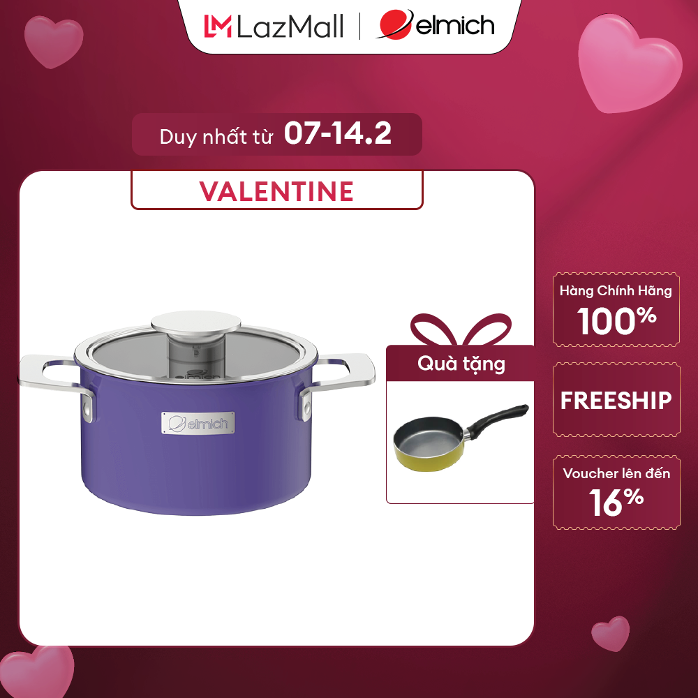 (Duy nhất 20h 04.05-07.05)Nồi inox liền khối Elmich Hera EL-8180 size 16cm