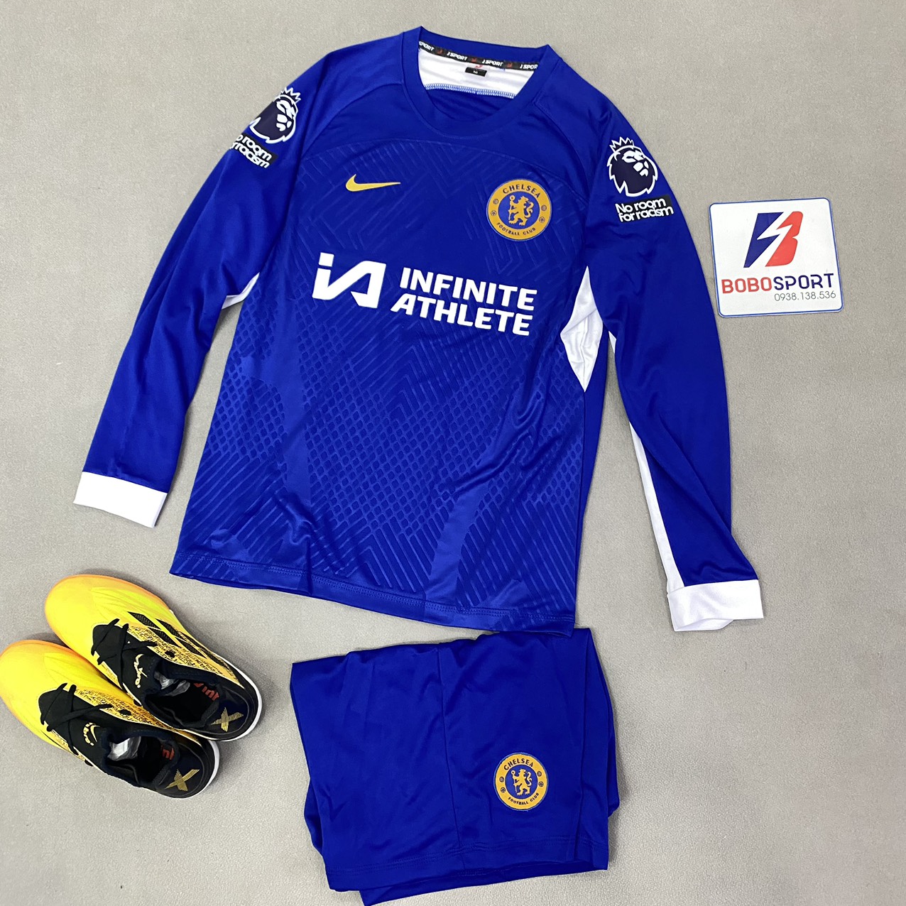 Bộ quần áo đá banh Chelsea xanh bích tay dài 2024 FLG No Room