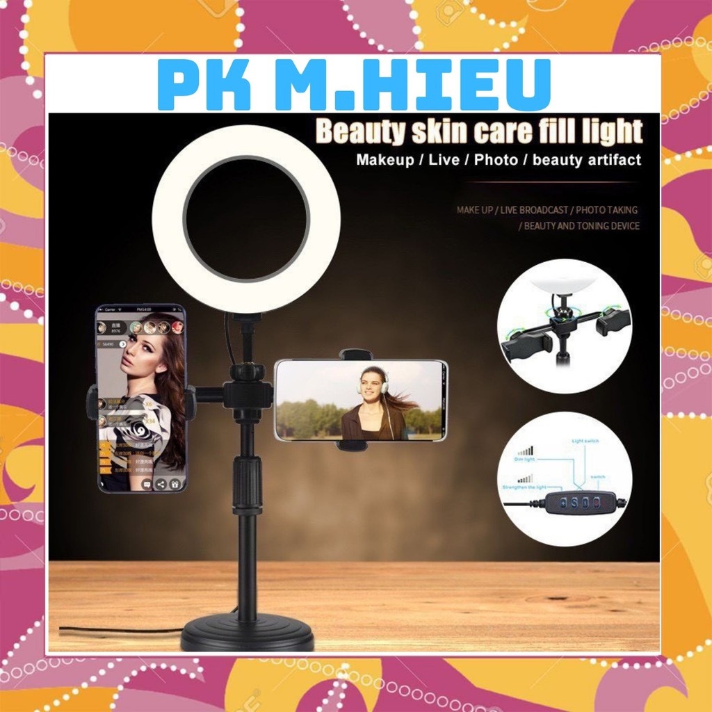 Đèn Livestream size 16 Hỗ Trợ Chụp Ảnh Make up Trang Điểm nhiều Chế Độ