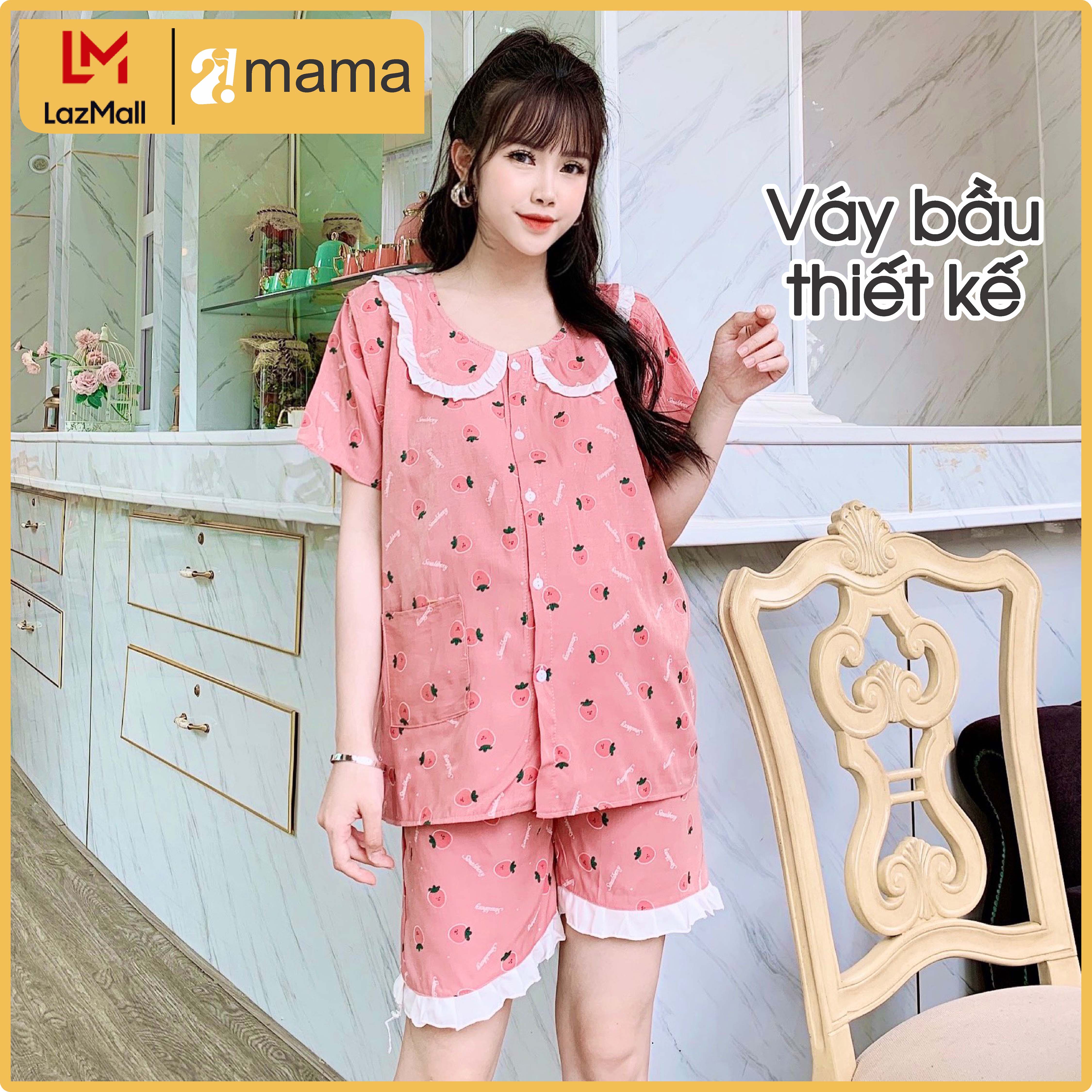 Đồ bộ đùi bầu và sau sinh 2MAMA vải đũi mặc nhà mùa hè cực mát, freesize dưới 75kg V83