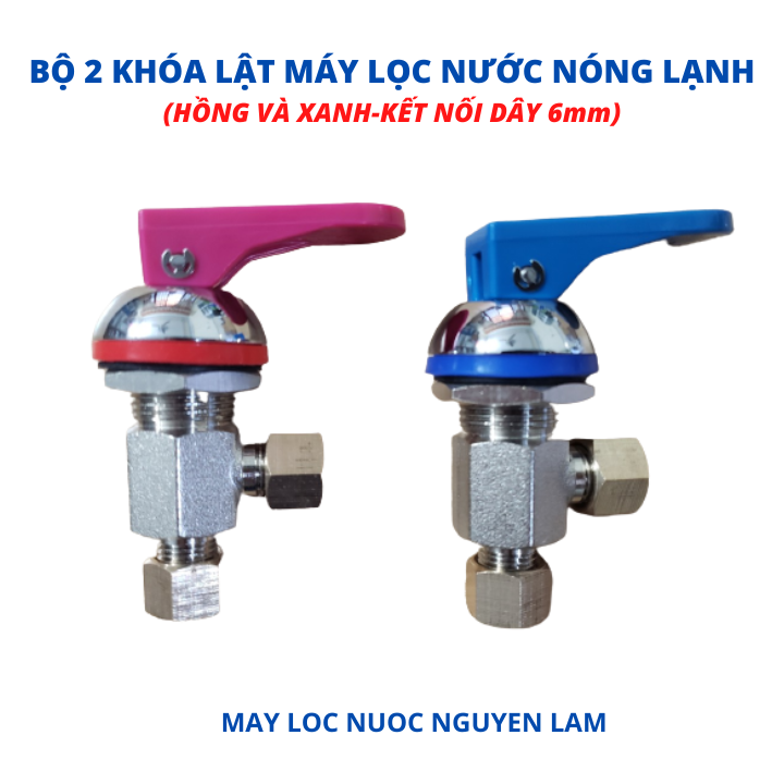 (HCM) Bộ 2 Khóa Vòi Nước Nóng Lạnh Inox 304-Kết Nối Dây 6mm