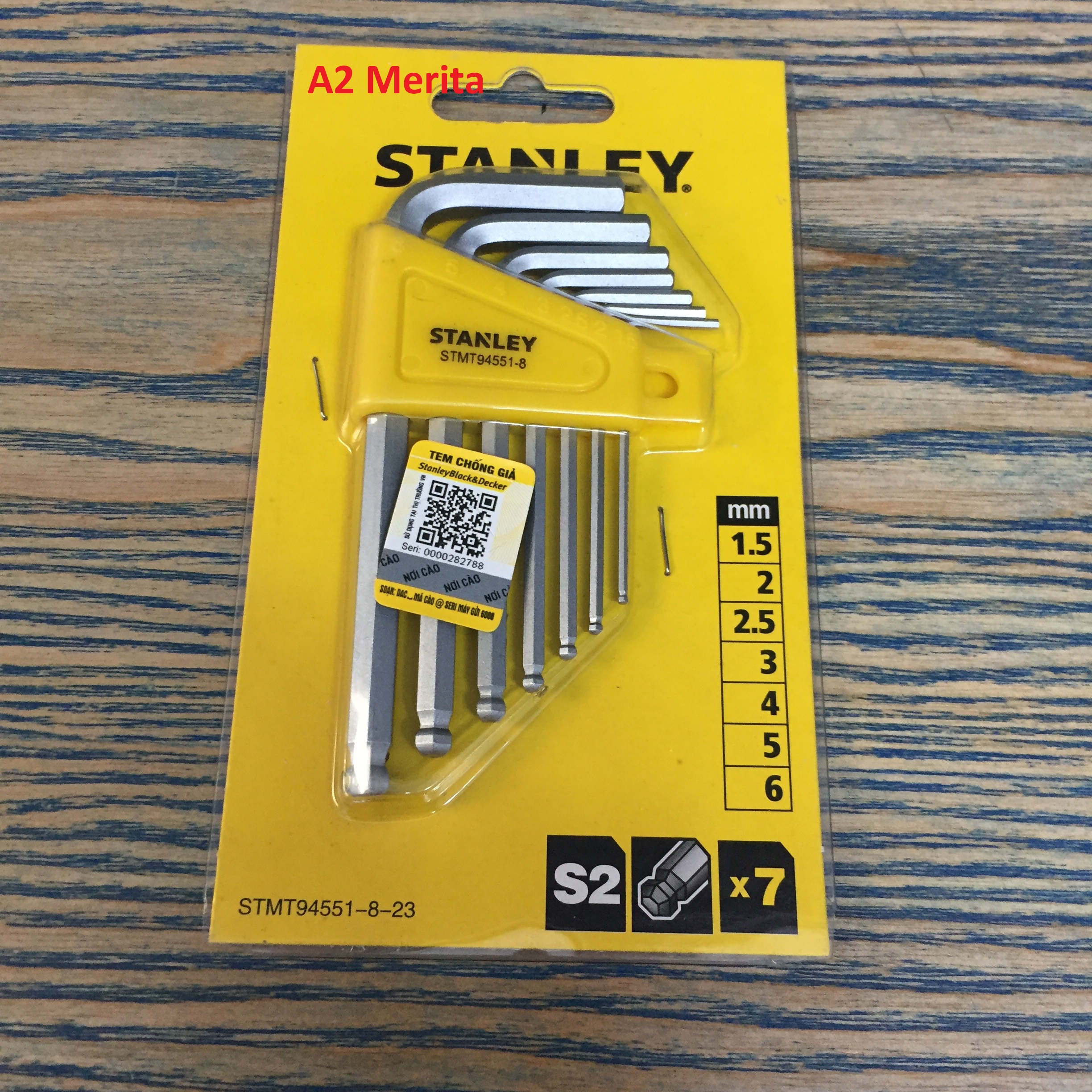 Lục giác ngắn đầu bi hệ mét bộ 7pc STANLEY STMT94551-8