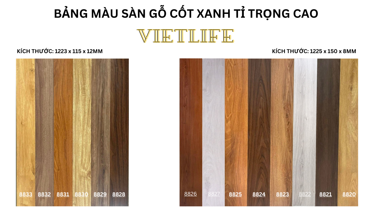 SÀN GỖ CỐT XANH TỈ TRỌNG CAO VIETLIFE LUXE 8mm