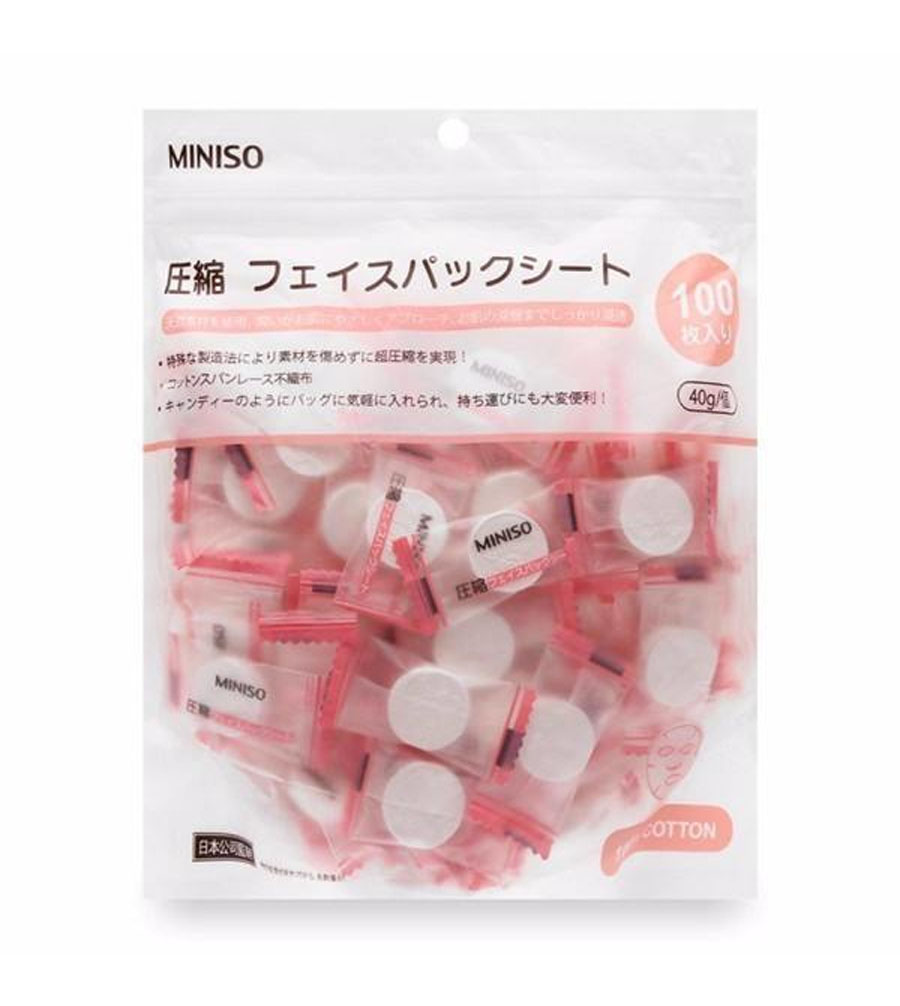 Mặt nạ nén Miniso 100 viên Nhật Bản, nhỏ gọn, xinh xinh vô cùng tiện lợi, dễ dàng đem theo mọi lúc mọi nơi
