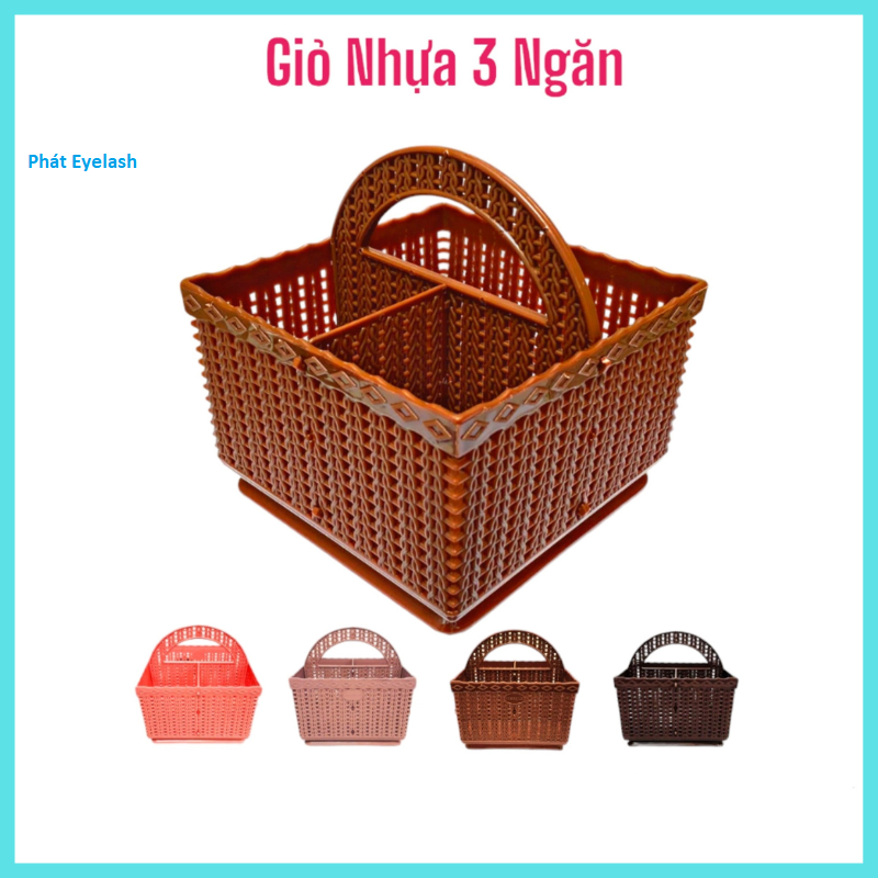 Giỏ nhựa vuông 3 ngăn, giỏ đựng phụ kiện nối mi,giỏ đựng nail,mi _rỗ đựng đồ đa năng_phụ liệu mi acb phát