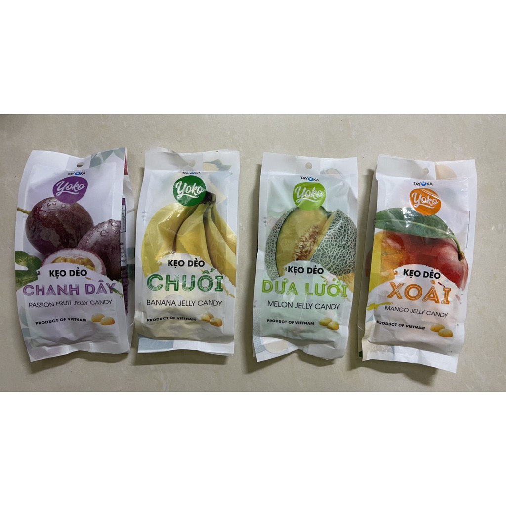 Kẹo dẻo trái cây Yoko xoài, chuối, dưa lưới, chanh dây 150g