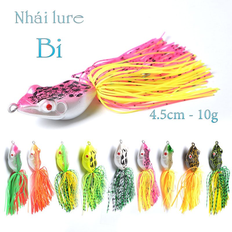 Mồi câu lure nhái giả lưỡi đôi có bi tạo hiệu ứng với nhiều màu sắc giá rẻ M17