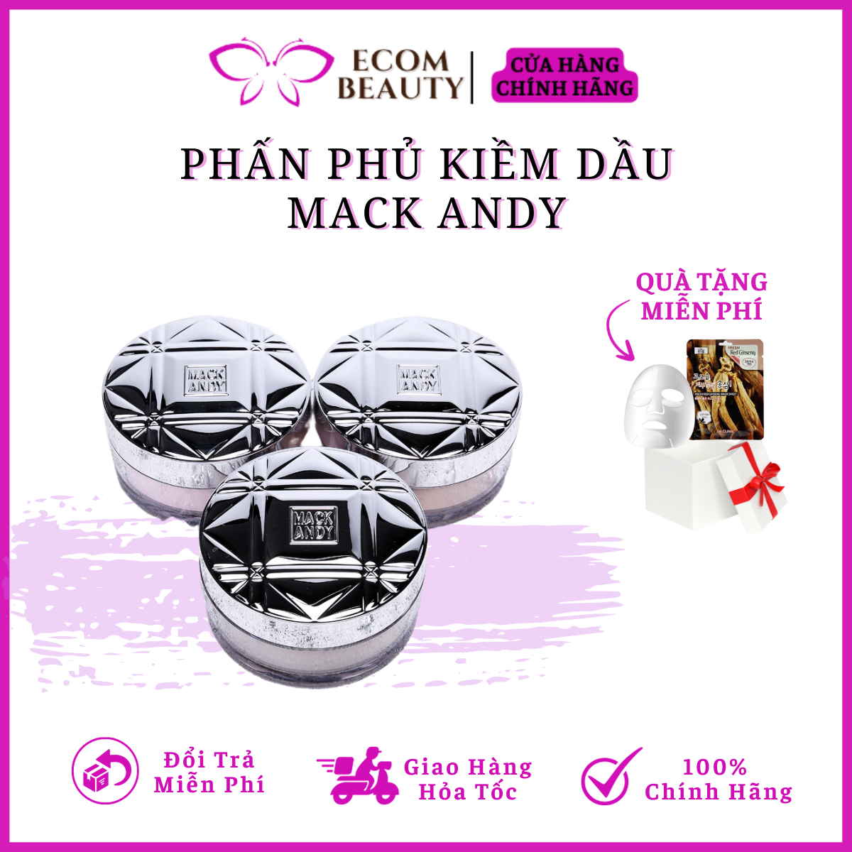 Phấn phủ kiềm dầu mack andy - phấn phủ che khuyết điểm, làm sáng da, dưỡng ẩm, chống thấm nước - ecom beauty