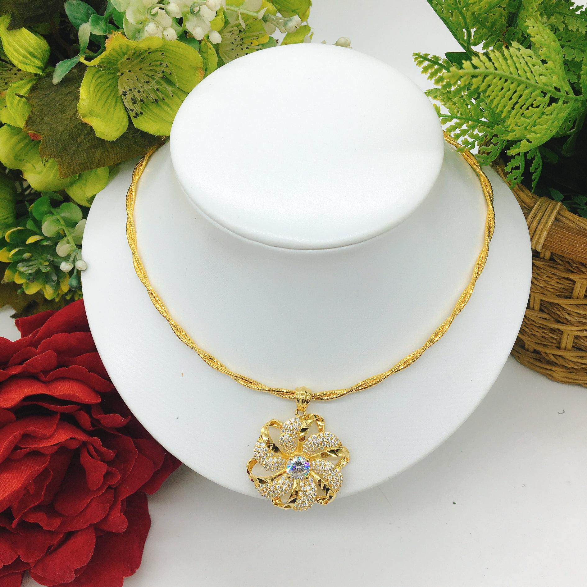 Kiềng cổ mềm mặt dây chuyền hoa mai xoáy V855 Namoo Jewelry Bền Màu Dùng Hàng Ngày Bảo Hành 6 tháng, Dây chuyền nữ