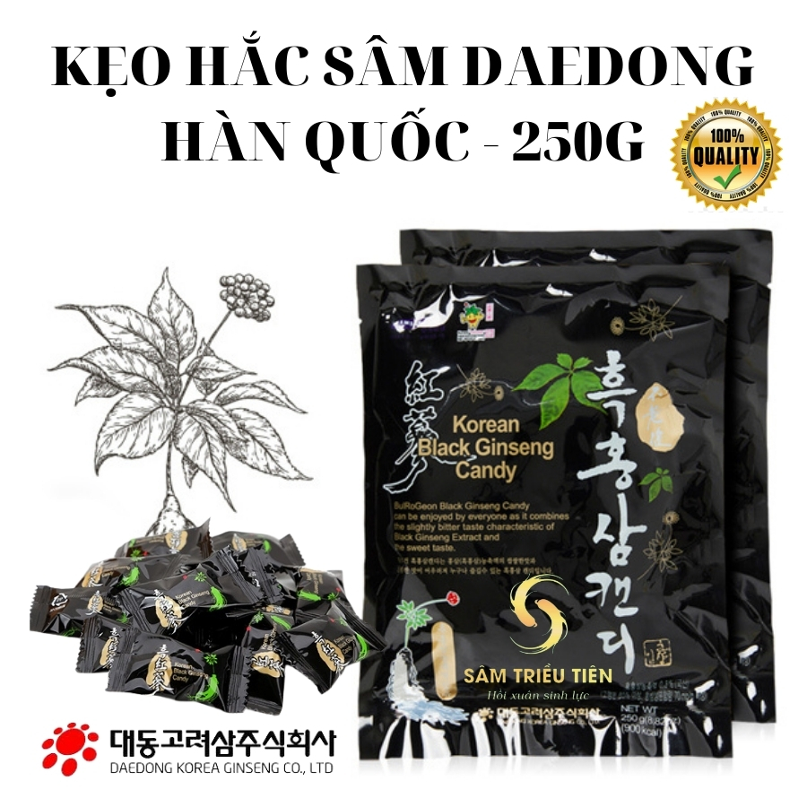 Kẹo hắc sâm Hàn Quốc Daedong 250gr - Viên kẹo quốc dân giúp tỉnh táo, sảng khoái tinh thần - Ăn kẹo sâm không lo sâu răng lại ngon lành, bổ dưỡng