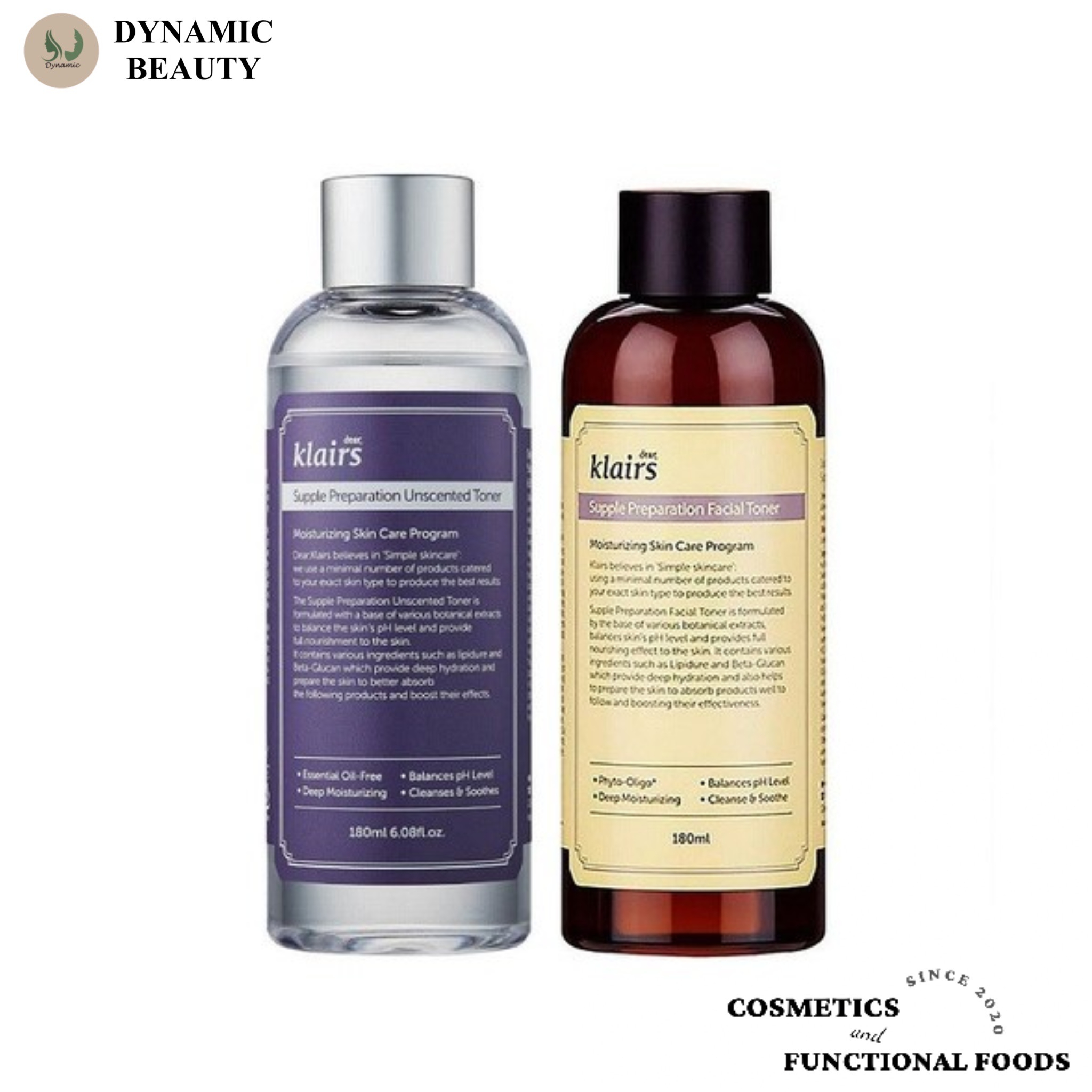Nước hoa hồng dear Klairs supple preparation unscented toner (không mùi) và facial toner (có mùi) 180ml dành cho da nhạy cảm