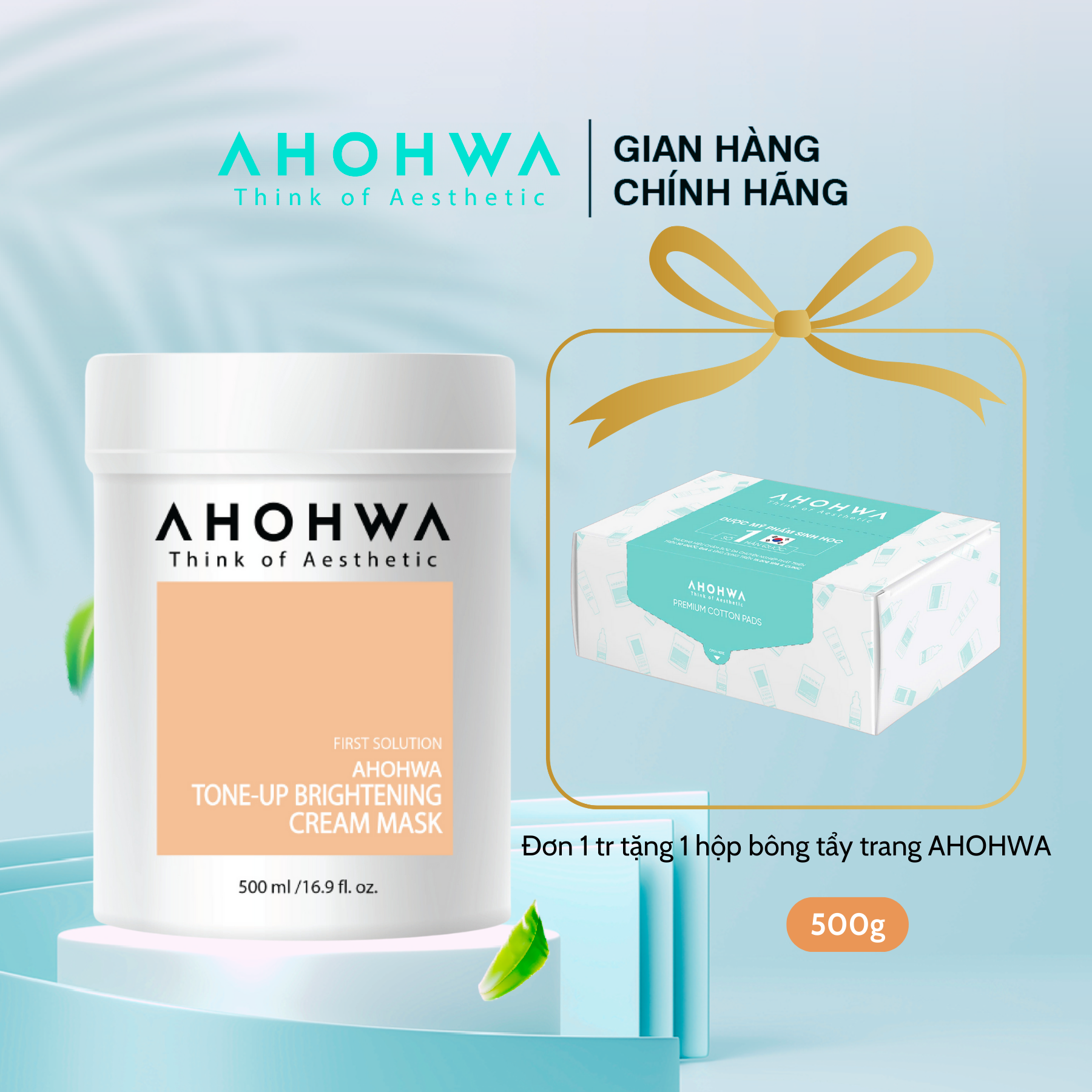 Mặt Nạ Ủ Trắng Dạng Kem AHOHAW Tone-Up Brightening Cream Mask Chiết - Dưỡng Da Trắng Sáng Tự Nhiên, Giảm Thâm Nám