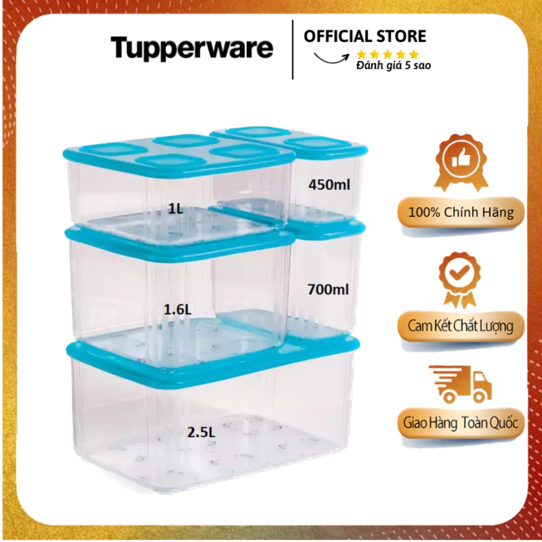 Bộ hộp trữ mát- khô tupperware trong như thủy tinh fresh clear set 5 - tupperware mall chợ lớn