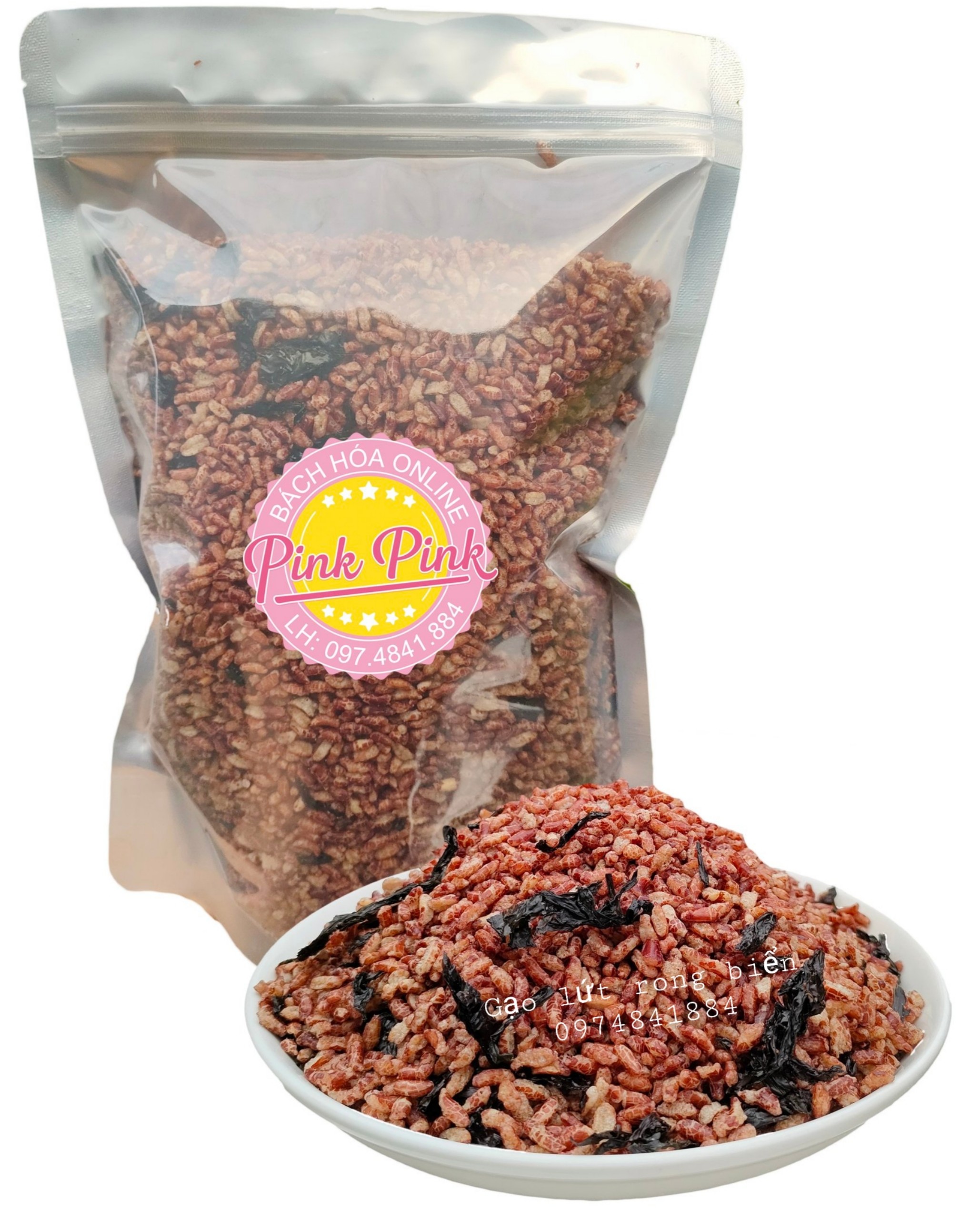500G Gạo lứt sấy rong biển tốt cho sức khỏe - bánh kẹo đồ ăn vặt - snack rong biển