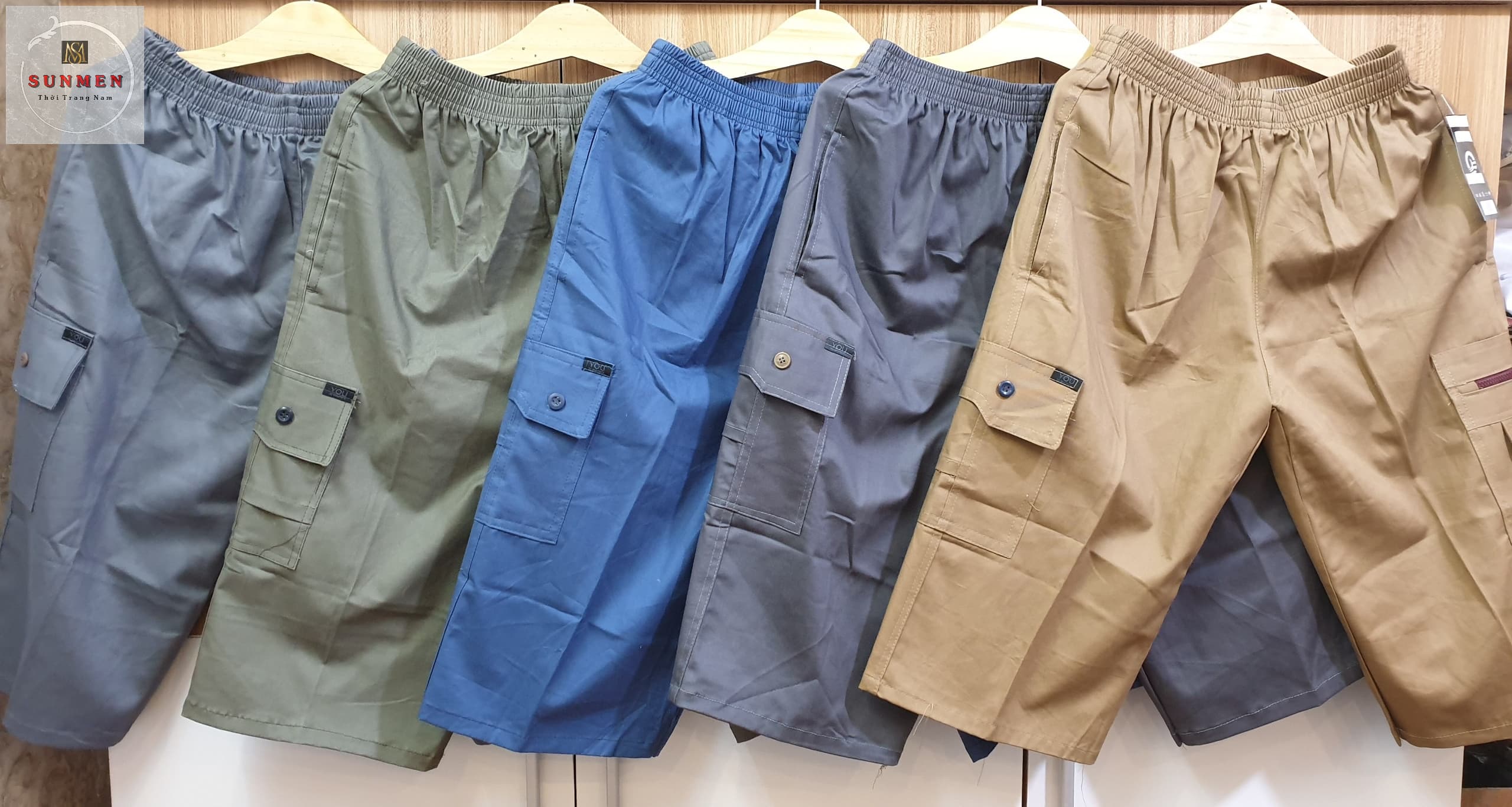 [HCM] Quần Short Nam Kaki Túi Hộp Lưng Thun Co Giãn From Dài Rộng Thoải Mái Vải Mềm Mịn Trung Niên SUNMEN FreeSize Từ 50 - 65kg
