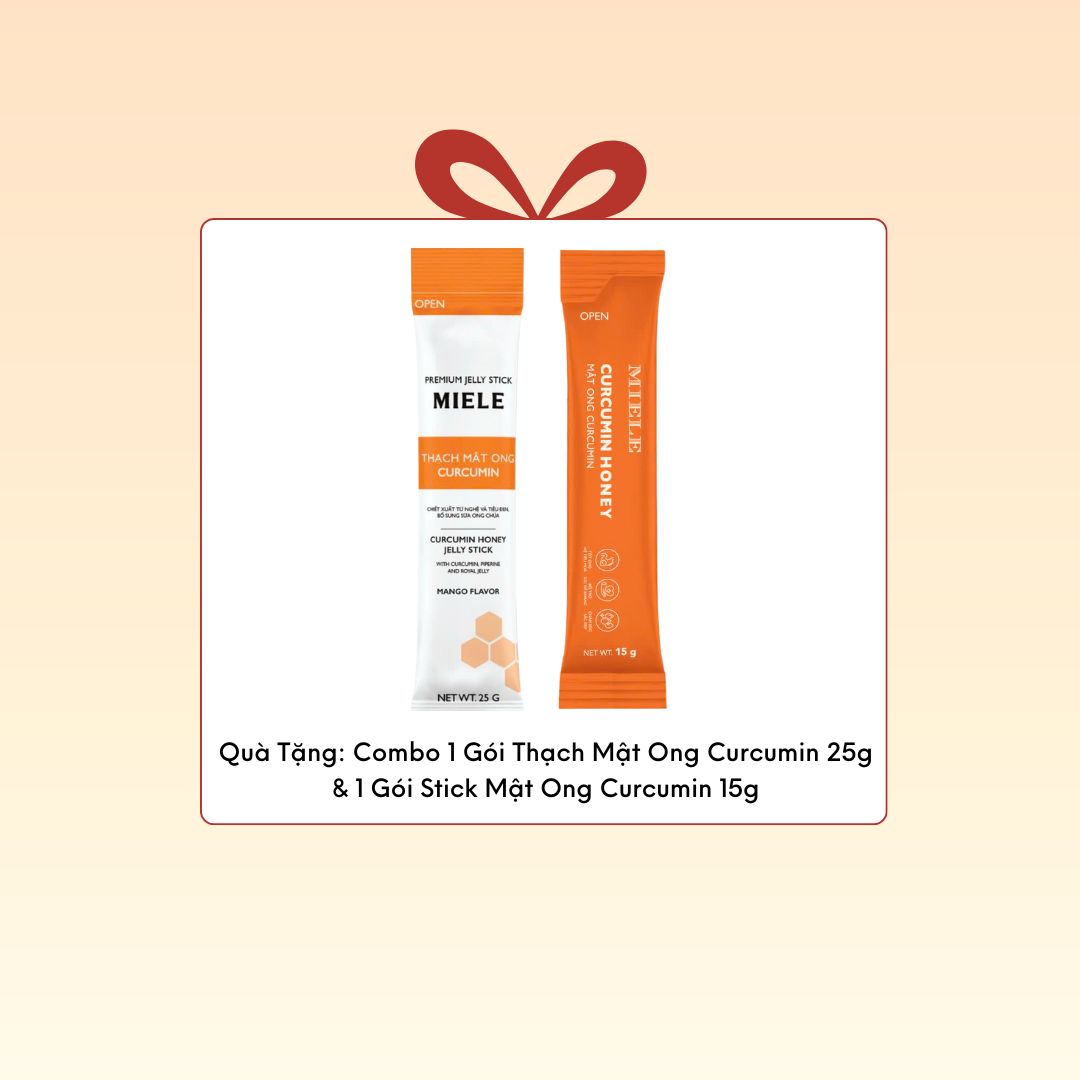 Quà Tặng: Combo 1 Gói Thạch Mật Ong Curcumin 25g & 1 Gói Stick Mật Ong Curcumin 15g - Miele