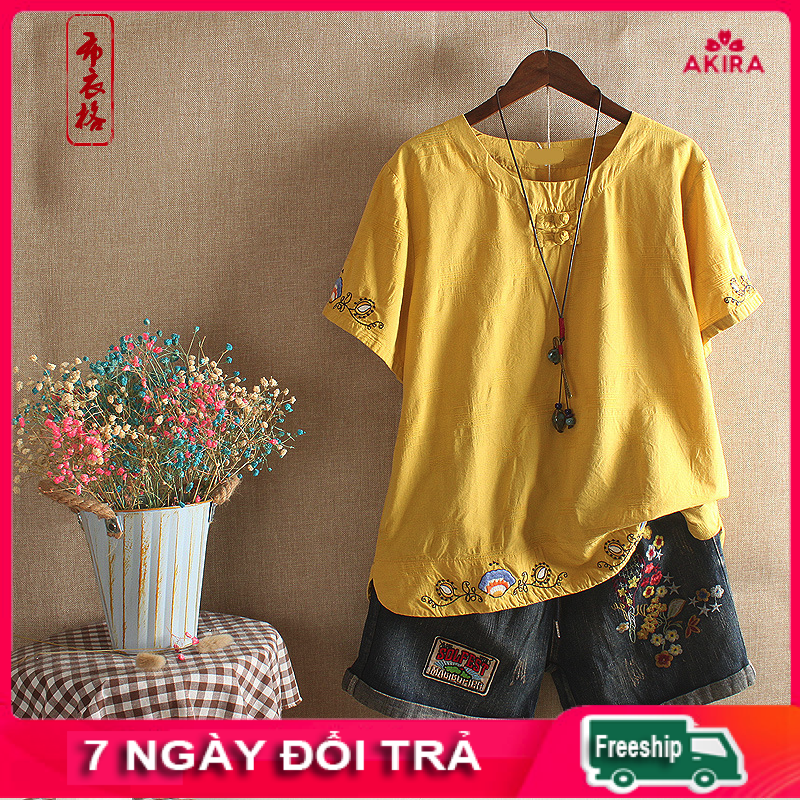 Áo kiểu nữ trung niên sang trọng Big size vải cao cấp - áo nữ trung niên Akira Store