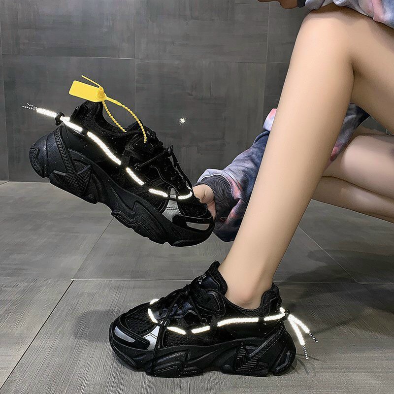 giày snaker nữ from ôm đế đọn buộc dây (3 màu)