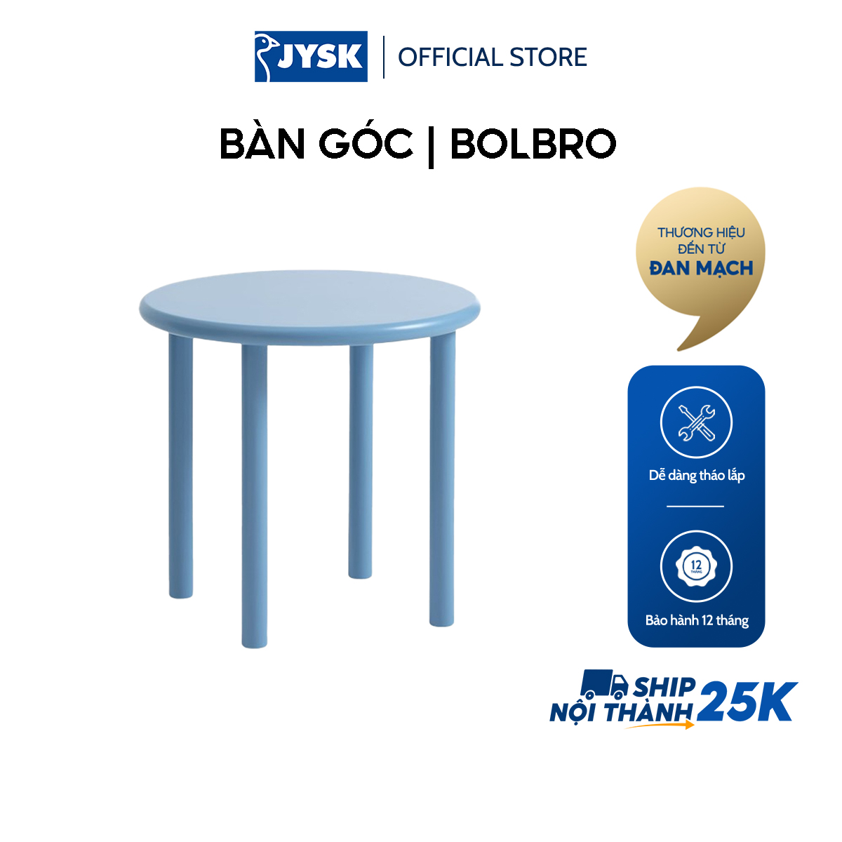 Bàn góc | JYSK Bolbro | gỗ công nghiệp | xanh nhạt | DK45xC42cm