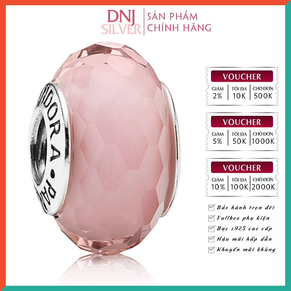 Charm bạc 925 cao cấp, hàng chuẩn bạc - Charm Pink Faceted Murano thích hợp để mix vòng tay charm - DINH1