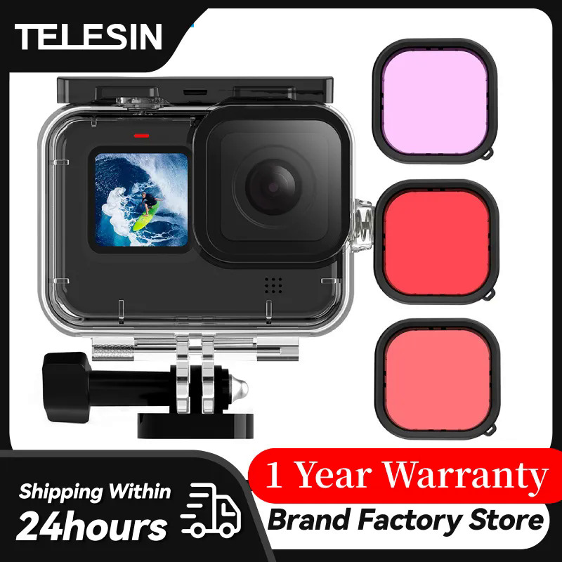 Esin 45m waterproof case for gopro 11 10 9 tempered glass diving housing cover filter for gopro hero 9 10 11