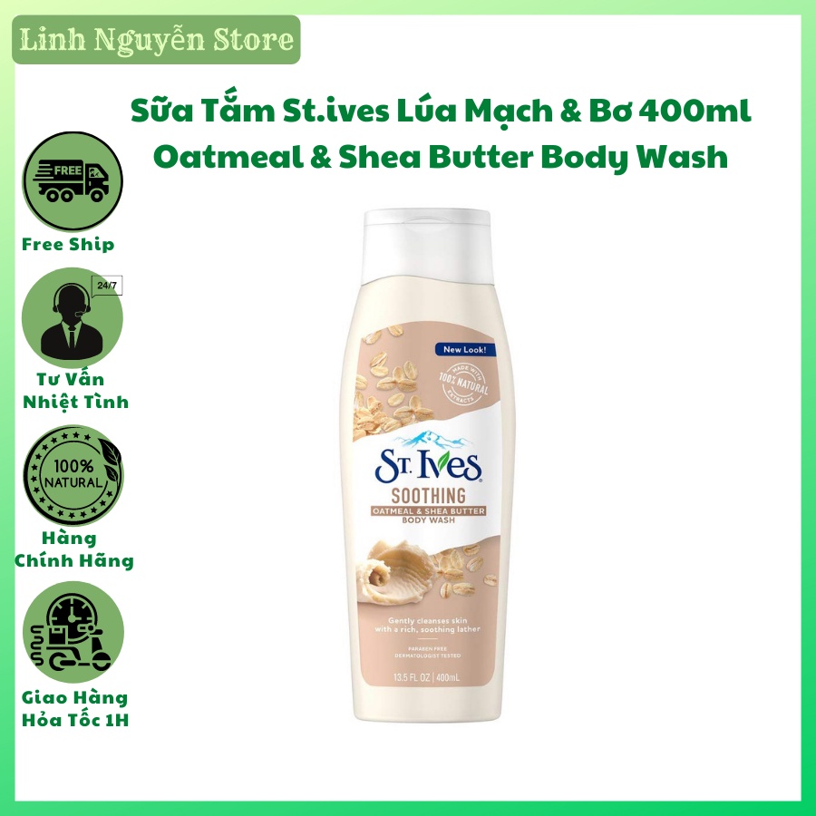 Sữa tắm st.ives lúa mạch và bơ 400ml oatmeal & shea butter body wash