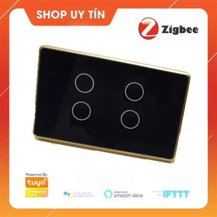 [BH 6 THÁNG]Công Tắc Thông Minh Zigbee 4 nút Tuya Smart life viền nhôm cảm ứng cho nhà thông minh