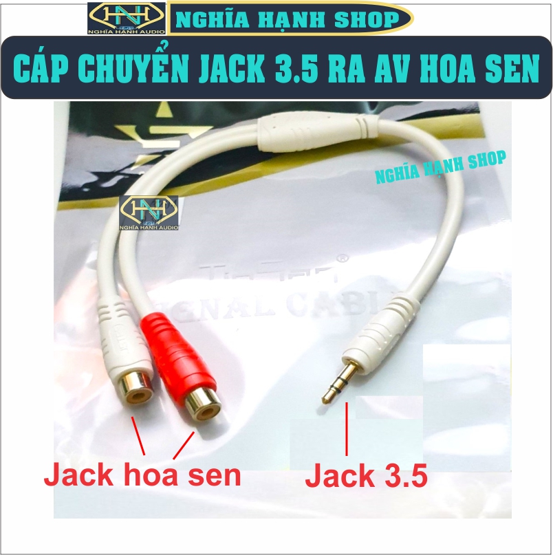 Cáp chuyển jack 3.5 ra hoa sen, cáp chuyển đổi jack 3.5 sang 2 av - cáp chuyển jack 3.5 đực ra av cái