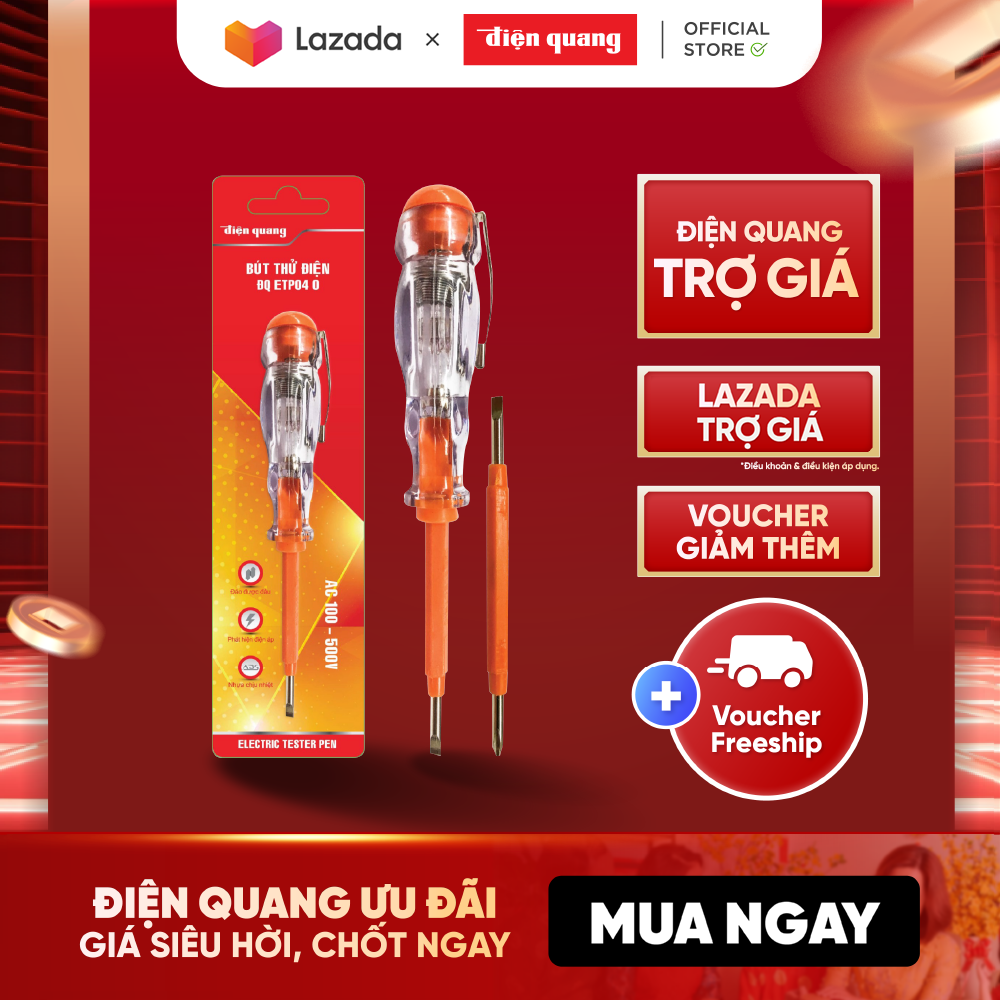 Bút thử điện Điện Quang ĐQ ETP04 O (2 đầu vít, 160 mm, màu cam)