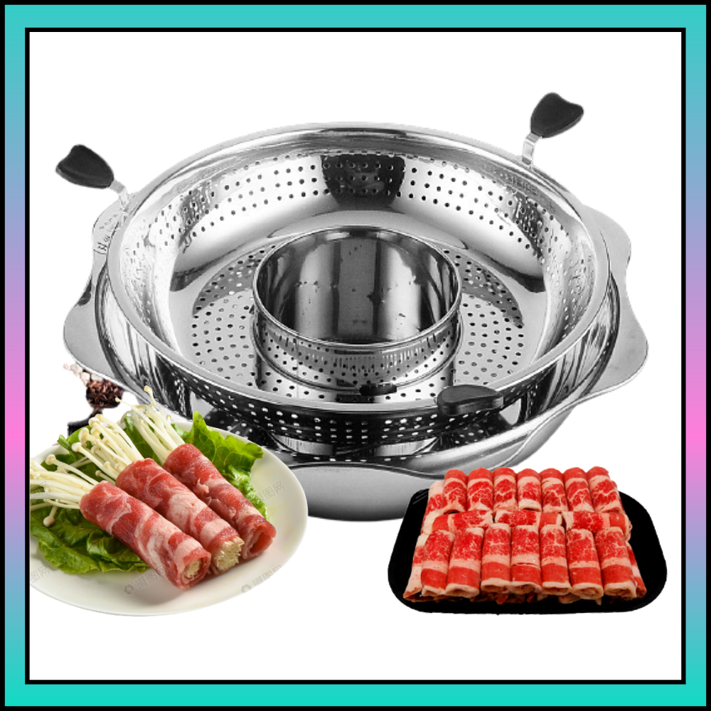 Nồi Lẩu Inox Xoay 360 Độ Size 32cm - Dùng Bếp Từ, Bếp Ga