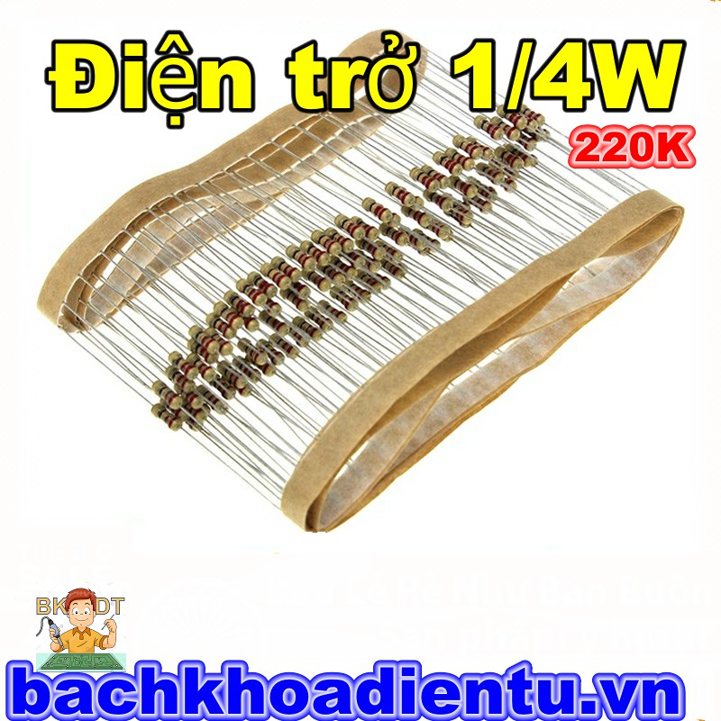 Điện trở 220k 1/4w túi 100c.