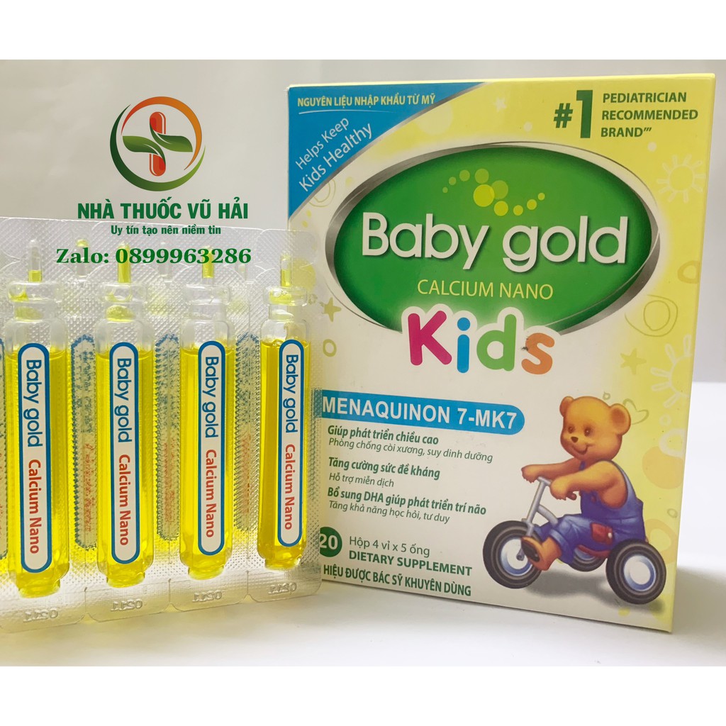 [HCM]Baby gold Calcium bổ sung canxi chống còi xương suy dinh dưỡng hộp 20 ống