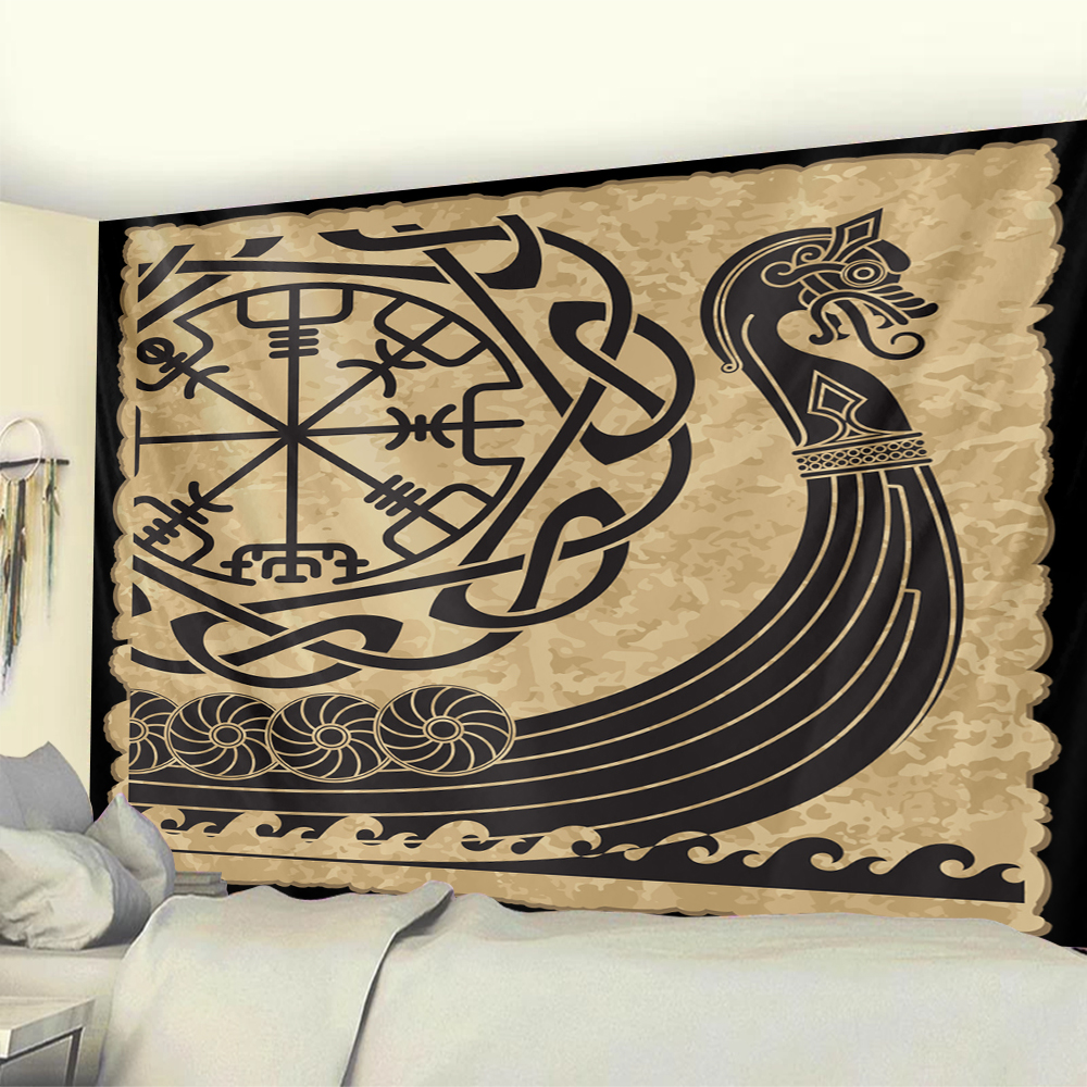 Viking huyền bí biểu tượng trang trí nhà tấm thảm ảo giác cảnh tấm thảm