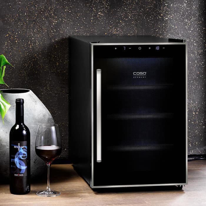Tủ Bảo Quản Rượu Vang Caso WineDuett Touch 12 - Dung Tích 33L, Màu Đen, Kích Thước 340x556x536mm