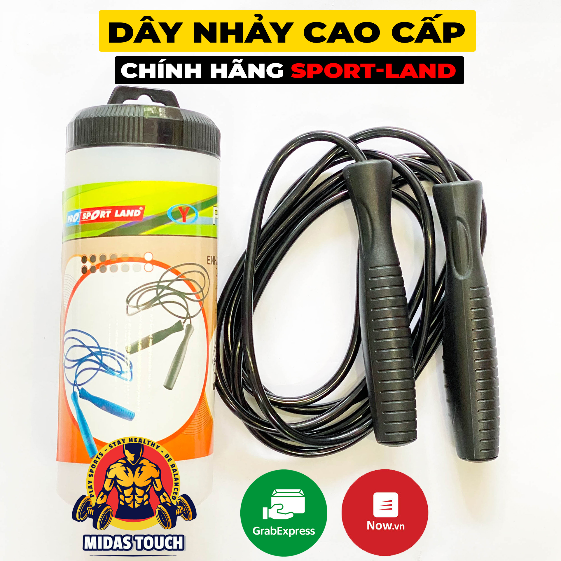 Dây Nhảy Thể Thao Cao Cấp Pow’r Jump ProSportland Cho Chiều Cao 1m6-1m9 - Lõi Đặc Tay Nắm Có Trục Bi Xoay 360 độ - Cam Kết Như Hình Chất Lượng Phù Hợp Với Giá Cả